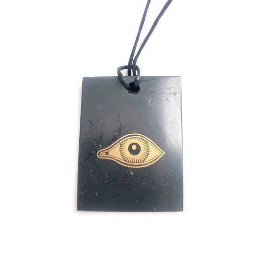 Schungit Anhänger Rechteck "Eye Of Horus"